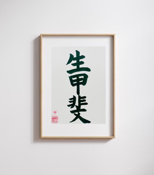 Japanse letterkunst (kalligrafie) - Ikigai - Kanji - A5 - A4 - zonder lijst